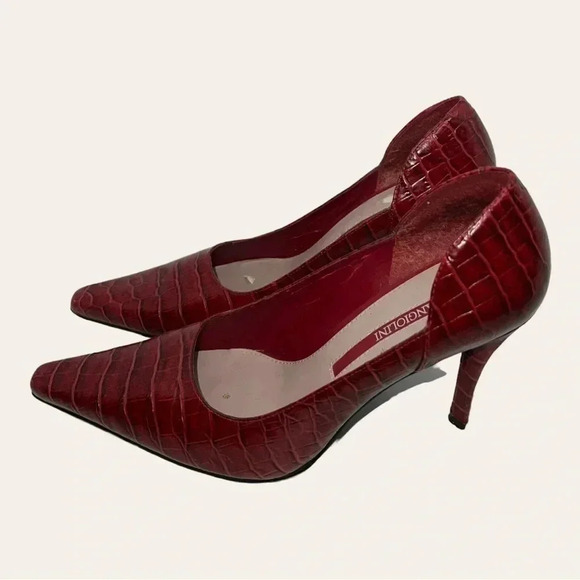 Women’s ENZO ANGIOLINI HEELS CONE HEELS ALLIGATOR SKIN RED IN COLOR SIZE 6.5M - Picture 4 of 16